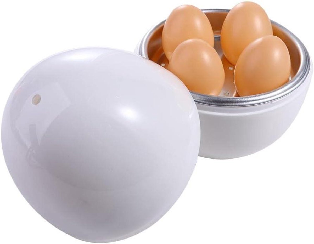 Eierkoker Magnetron - Ei Steamer - Ontbijt Koken - 4 Eieren Tegelijk - 17 x 15 cm - Wit