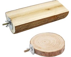 Houten Vogel Zitstokken - Papegaaienkooi Baars - Vogels Spelen - Natuurlijke Vorm - 2 stuks - Natuurhout
