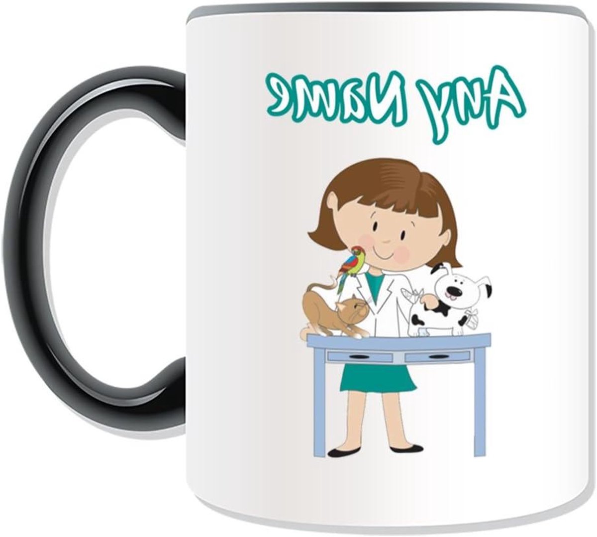 Gepersonaliseerde Mok - Cadeau Mok Dierenarts - Uniek Cadeau Geven - Zwart Keramiek - 11 Ounces - Zwart