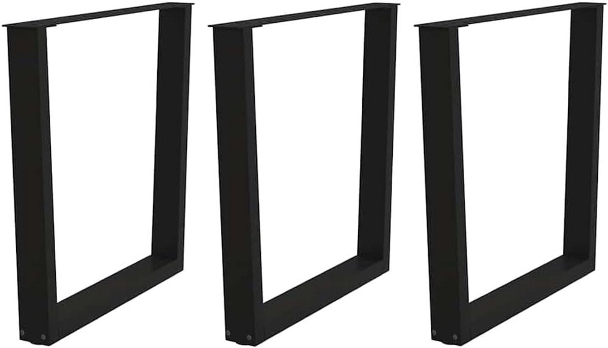 Eettafelpoten 3 stuks - Tafelonderstel V-vorm - Meubels aanpassen - Verstelbare voetnivelleerders - 90 x 73 cm - Zwart