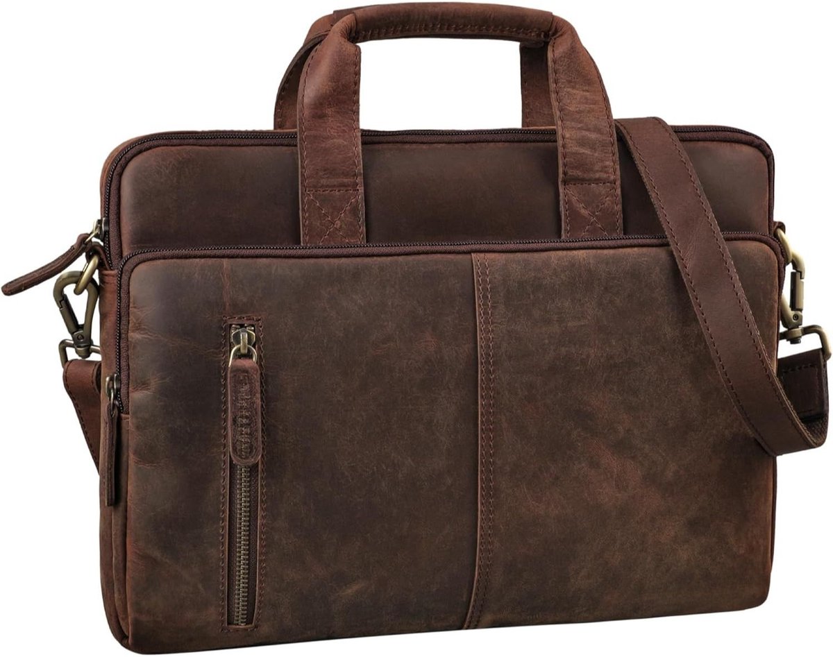 Leren Laptoptas - Laptoptas - Leren Tas - Luxe Leren Laptoptas - Werktas - Schoudertas - Business Tas - Leren Business Tas - 13.3-14 inch - Bruin - van Imperatoris