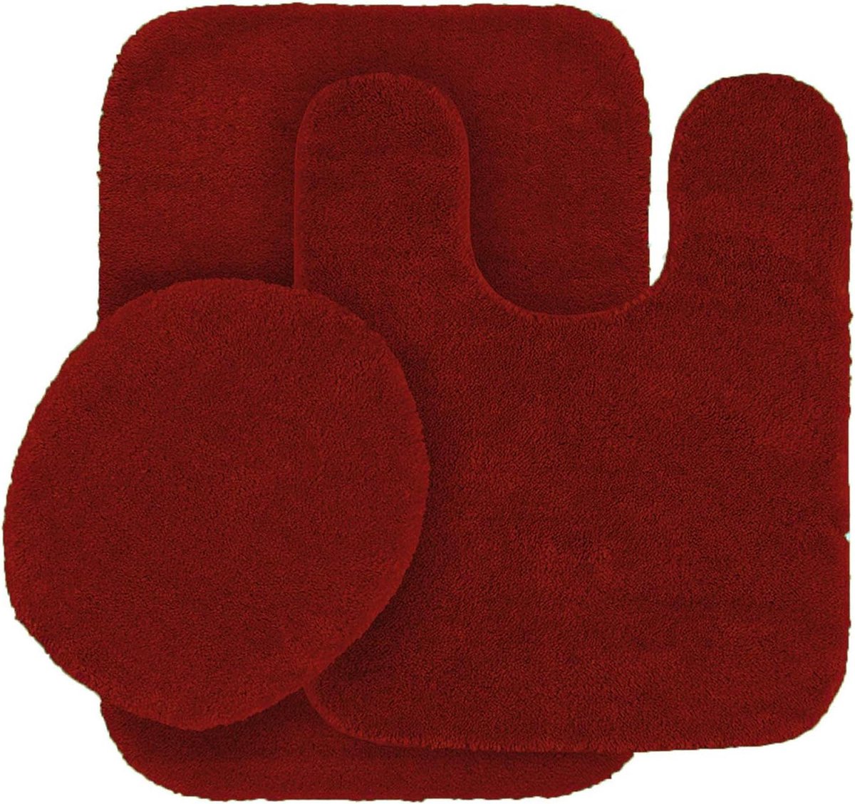 Badkamermat Set - Badmatten Set - Badkamer Decoratie - Anti-slip Rubberen Achterkant - 3-delig - Rood