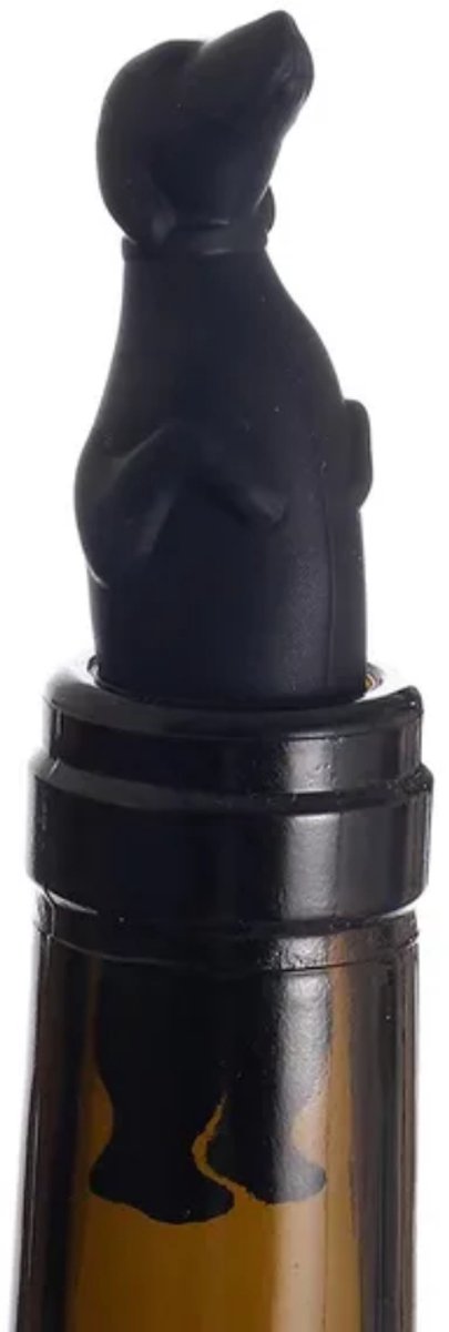 Wijn Stopper Teckel - Zwart - Fles Dop - Flessen Dop - Afsluiter - Hond - Flessenstop - Fred - Wiener - Winer Dog - Wine Bottle Stopper - Champagne Afsluiter