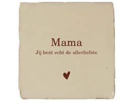 Gekleurd tegeltje - Mama jij bent echt de allerliefste - Beige - Moederdag cadeau - Handgemaakte tegel | Spreuktegel | Tegeltjes met Spreuken | Tegeltjeswijsheid | Tegeltje tekst | Origineel cadeau