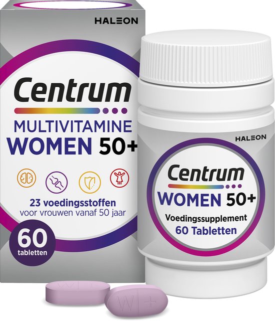 Centrum Women 50+ - Multivitaminen - 13 Vitaminen & 10 Mineralen - Tabletten - Energie, Weerstand, Botten, Hormonale regulatie - Bevat Vitamine B6, B12, C, D en Calcium - 60 stuks