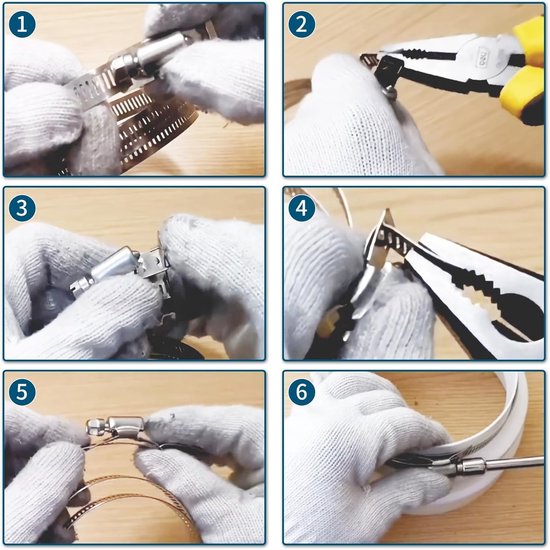 Slangklem Set - Pijpklemmen Jubileumclips - Slangen Bevestigen - Verstelbaar en Op Maat - 5 Meter Rol - Zilver — afbeelding 3