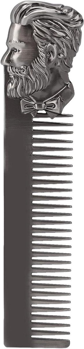 Baardkam - Snorkam Baardkam - Baardverzorging - 3D Portretvorm - 14.8 x 3.3 x 0.7 cm - Zilver