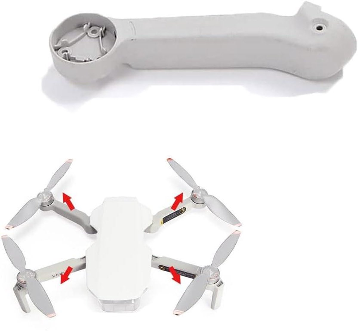 Drone Arm Reparatie - Drone Onderdeel - Drone Repareren - Zonder Motor - 122 x 21 cm - Grijs