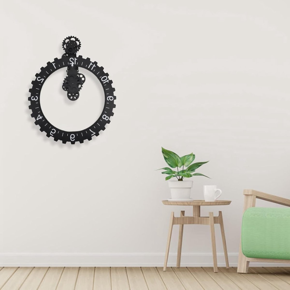 Retro Wandklok met Tandwielen, 3D Beweging, Grote Pendule Klok, Mechanisch Ontwerp, Decoratieve Klok voor Thuisgebruik