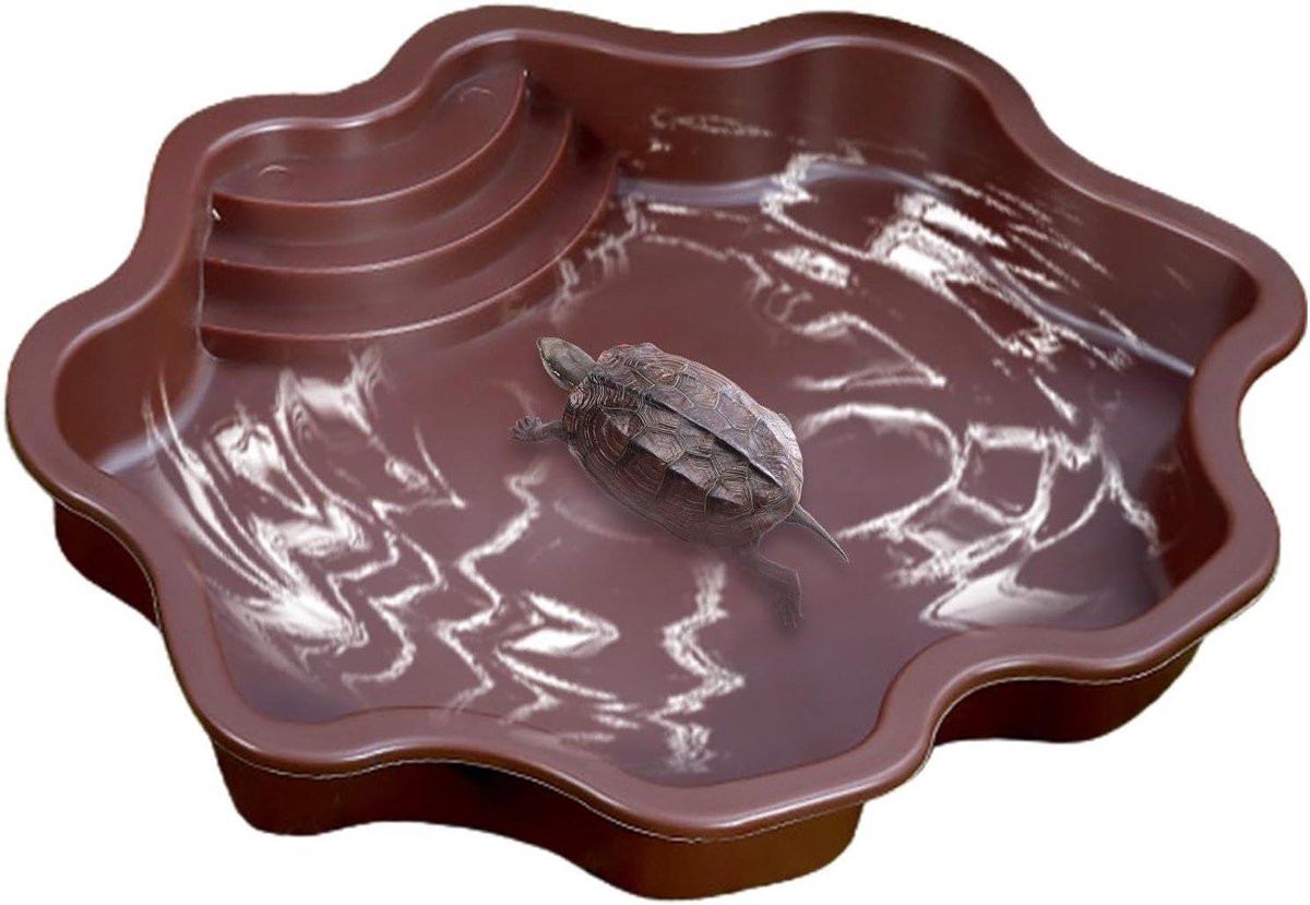 Reptielen Waterbak - Voederbak Bad - Reptielen Verzorging - Antislip Klimhelling - 30 x 30 x 5.5 cm - Rood