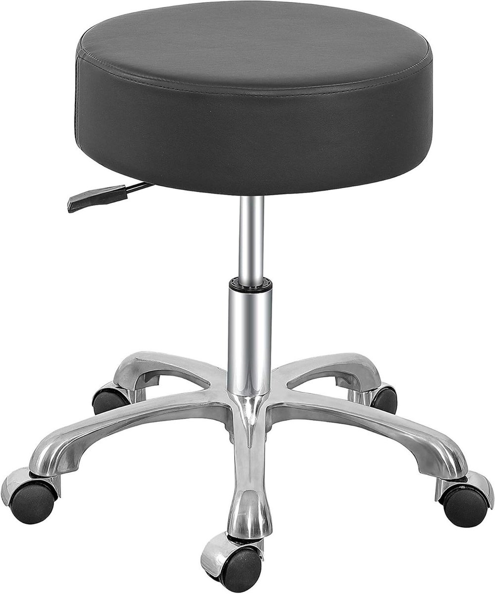 Draaibare Stoel - Kruk met Wielen - Comfortabel Zitten - Extra Dikke Zitting - 40 cm Diameter - Zwart