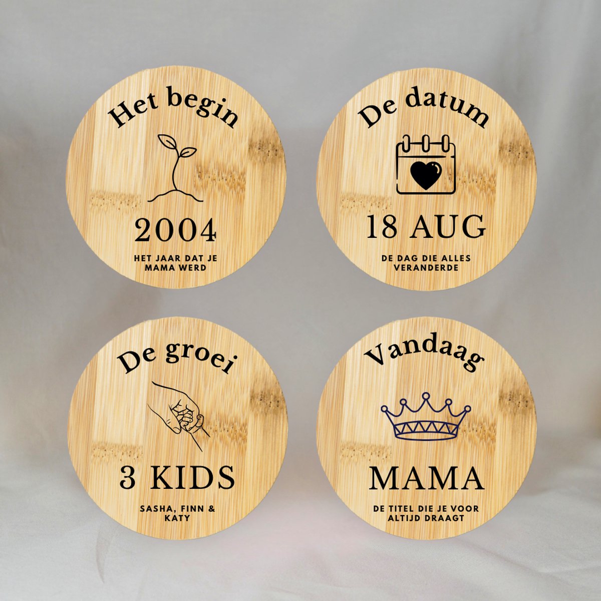 Gepersonaliseerd Cadeau voor Mama - Onderzetters met Tekst - 4 Stuks - Onderzetters Kurk - Moederdag - Moederdag Cadeautje - Moederdag Cadeau