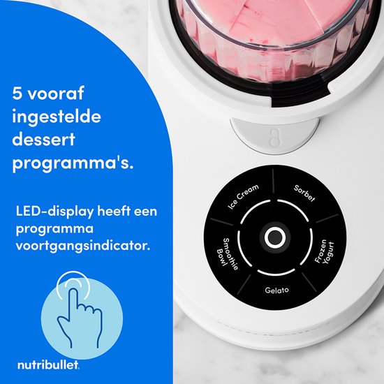 Nutribullet Chill IJsmachine Wit - 500W - 5 Programma's - Roomijs, Sorbet, Gelato en Frozen Yogurt van Merkloos — afbeelding 3