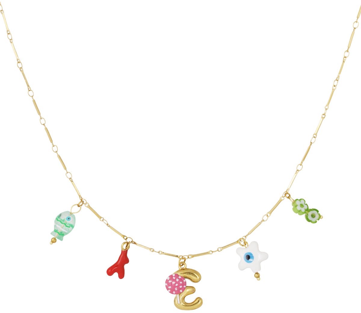 Happy Initials ketting met bedels