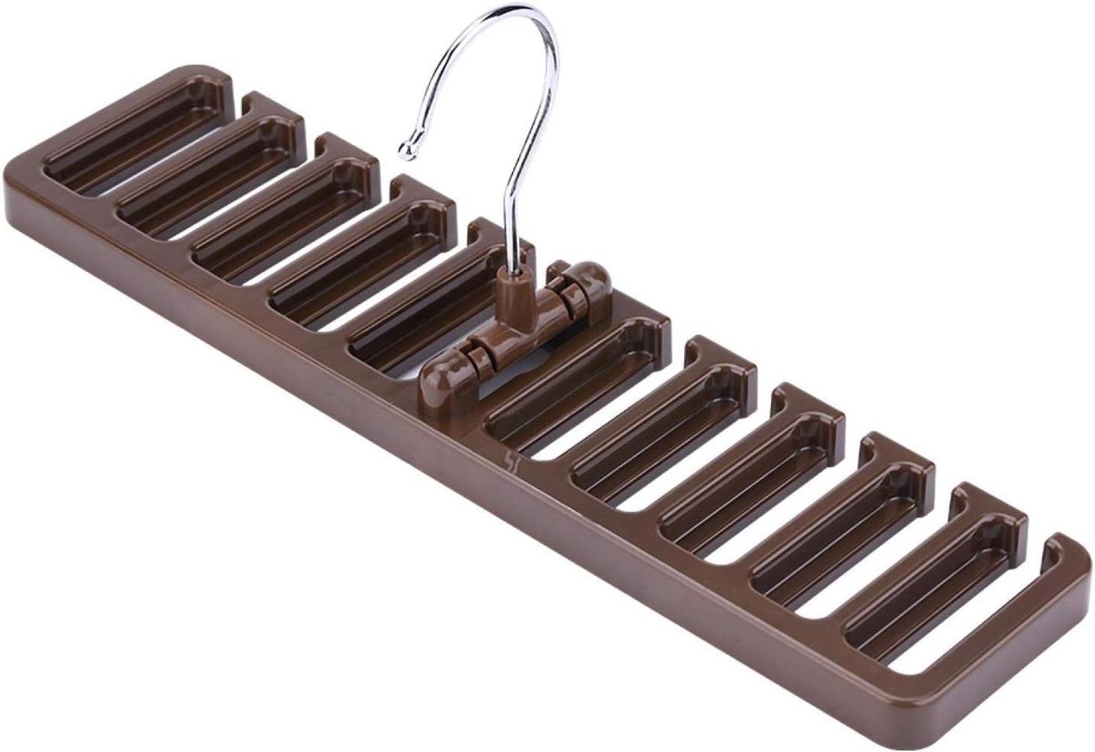 Sjaal Hanger - Riem Organizer - Kleding Opbergen - 360 Graden Draaibaar - 10 Slots - Bruin