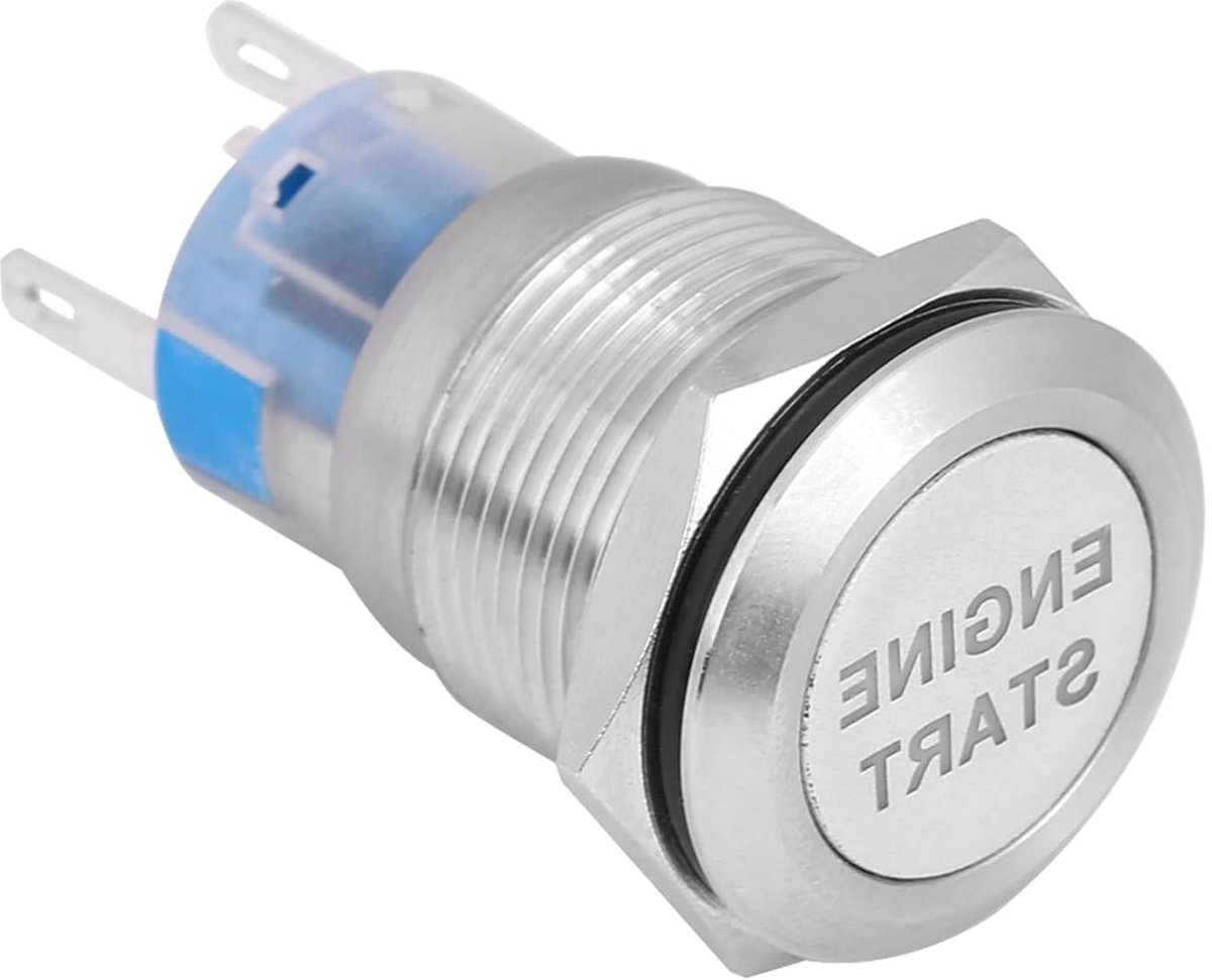Startknop Motor - Drukknop Schakelaar - Motor Starten - Waterdicht Ontwerp - 19 mm Diameter - Zilver