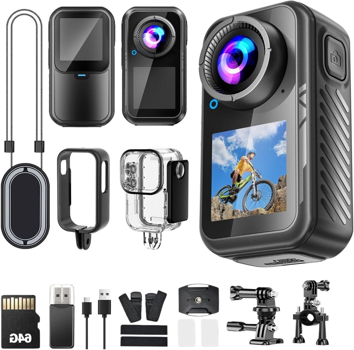 Mini Actiecamera - Draagbare Camera - Avonturen Vastleggen - Dubbel Touchscreen - 4K - Zwart