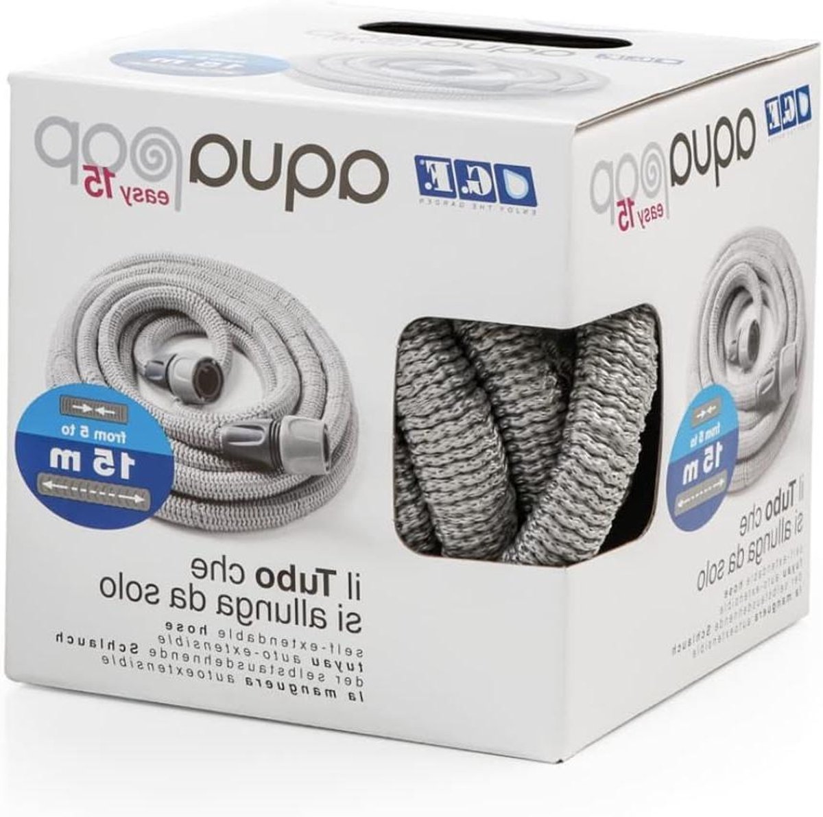 GF Garden Aquapop Easy 15 Autoslang met armaturenset, gebruiksklaar, voor het bewateren van tuin, vazen, balkons, terrassen en veranda's
