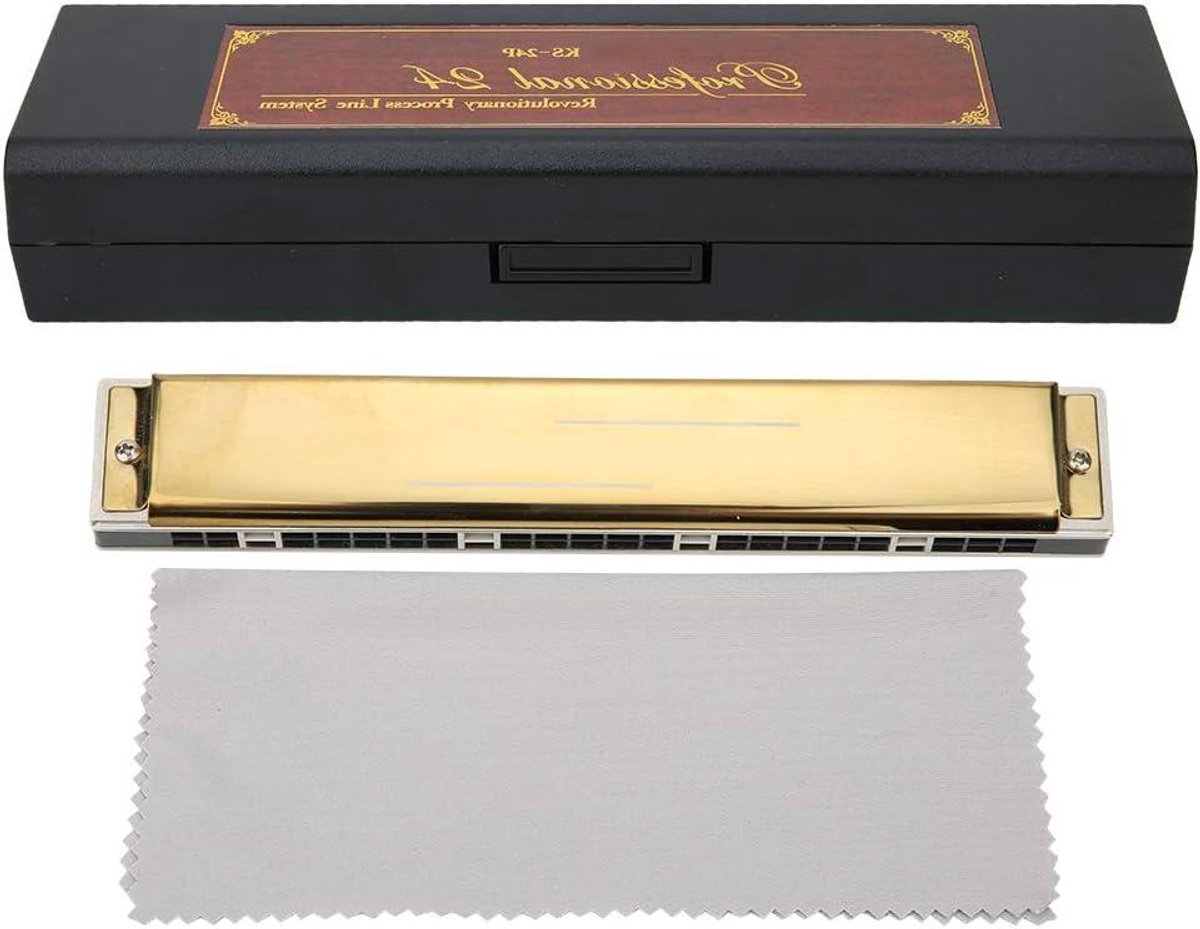 Mondharmonica - Harmonica Blaasinstrument - Muziek Maken - Fosforbrons Riet - C Toets - Goud