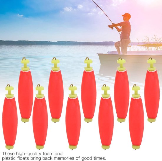 Vis Dobbers - Dobber Set - Vissen op Rivier - EVA Schuim Materiaal - 10 stuks - Rood van Merkloos — afbeelding 2