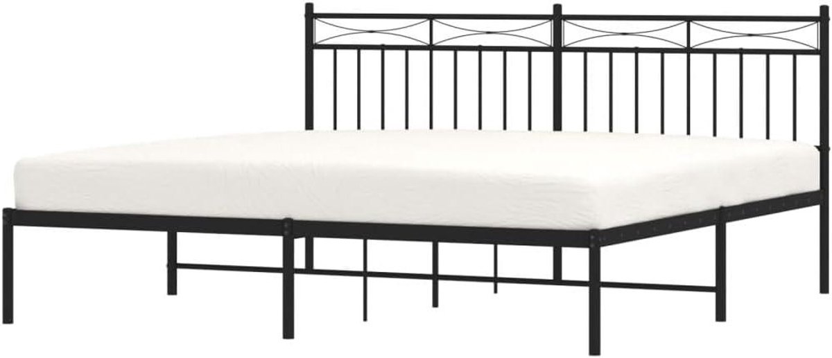 Metalen Bedframe - Ledikant Hoofdbord - Slaapkamer Inrichten - Robuuste Constructie - 180x200 cm - Zwart