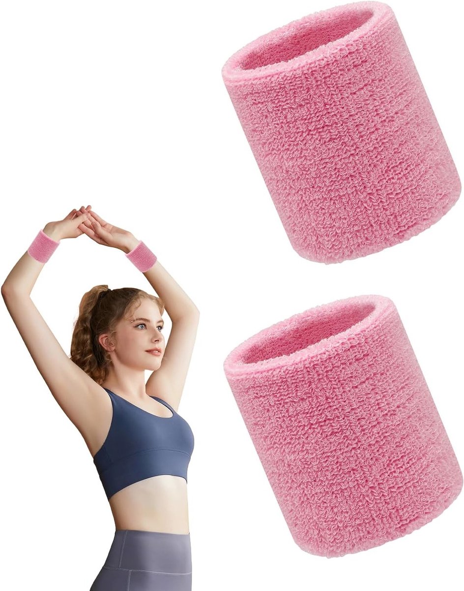 Set van 2 Sportarmbanden voor Mannen en Vrouwen - Elastische Zweetband voor Gym, Hardlopen en Tennis