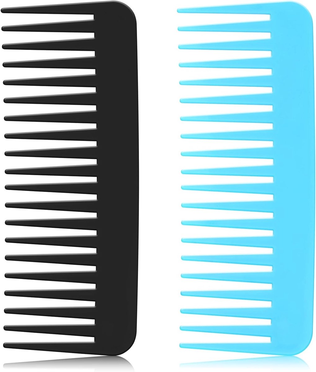 Set van 2 Brede Tanden Kam voor Haarstyling, Geschikt voor Krullend, Dik en Dun Haar, Draagbare Haaraccessoires voor Mannen en Vrouwen