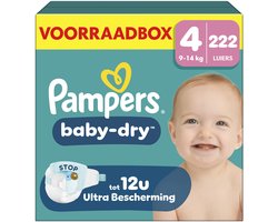 Pampers Baby-Dry Maat 4 - 222 Luiers - 9kg-14kg - Voorraadbox