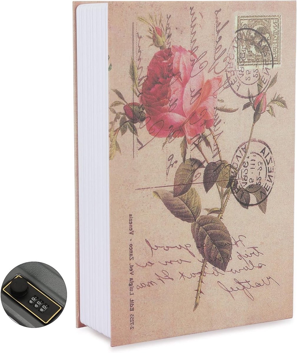 Veiligheidsbox met Combinatieslot, 24 x 15,5 x 5,5 cm, Boekenbox voor Geld, Sieraden en Waardevolle Spullen, Ideaal voor Thuis en Kantoor, Discreet en Stijlvol