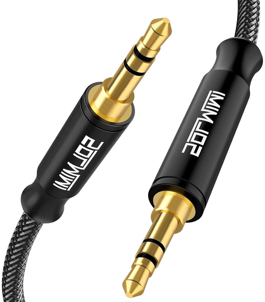AUX Kabel - Audio Kabel - Muziek Streamen - Gevlochten Nylon - 12 m - Zwart
