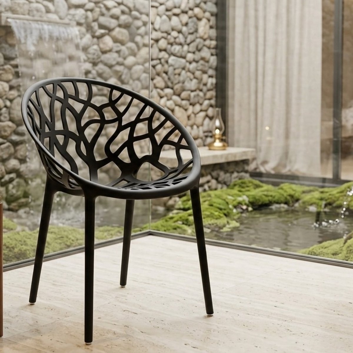 Tuinstoelen Set van 2 – - Zwart - – Stapelbaar, Weerbestendig & Modern - Medahomestore