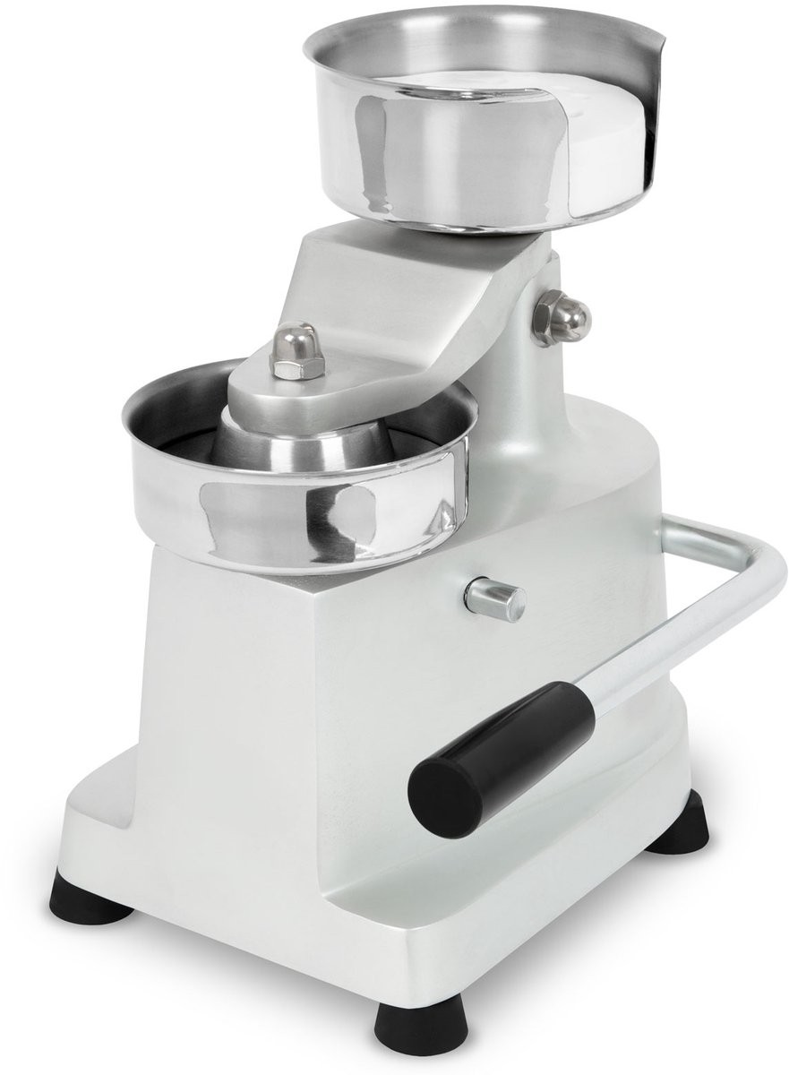 VERTES Hamburgerpers, roestvrijstalen hamburgerpers, professionele productie van hamburgers met een diameter van 10 cm, soepel werkend hefboommechanisme, stevige rubberen voetjes, inclusief 500 scheidingsvellen