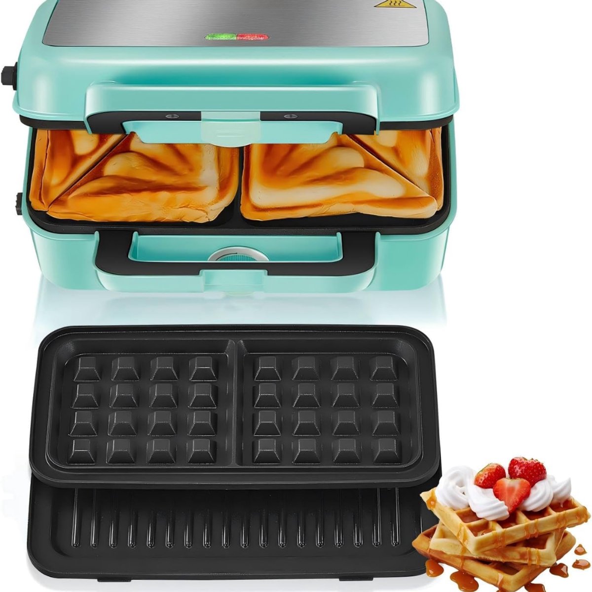 RWB® Wafelijzer met Verwisselbare Platen - Wafelijzer - Tostiijzer - Groen - 29 x 22 x 8 cm