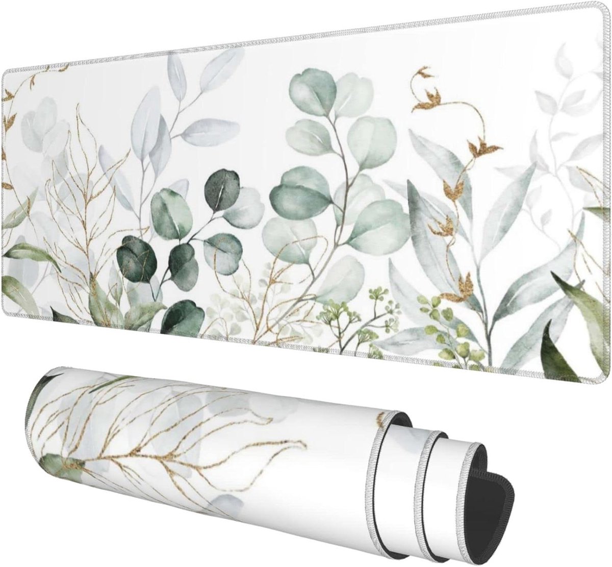 XL Muismat - Bureauonderlegger Toetsenbordmat - Gaming Kantoorwerk - Antislip Rubberen Basis - 80 x 30 cm - Groen Goud