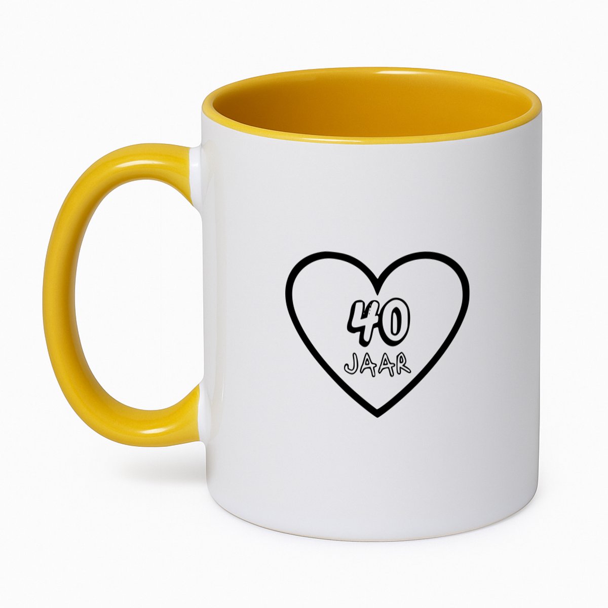 Hacebo® - 40 jaar koffiebeker goudgeel - Hoera 40 jaar - Familie - thee mok - koffie beker - Jarig - Cadeau - koffiemok - 350 ML inhoud