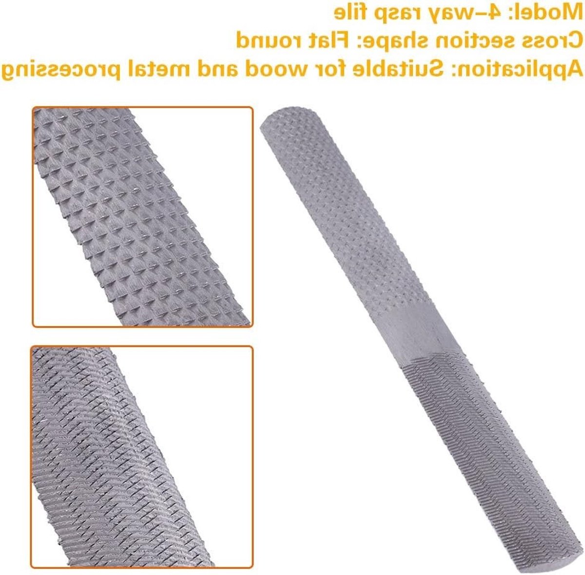 4-in-1 Houtbestanden en Vijlset, 200mm Platte Vijl voor Houtbewerking, Handgereedschap voor Timmerwerk en Schuren