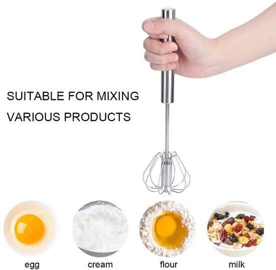 Vt products - Roestvrijstalen eiklopermixer - Handmixer - Vaatwasserbestendig - Zilver - Melkopschuimer - Perfect voor koken - Geschikt voor eieren en — afbeelding 5