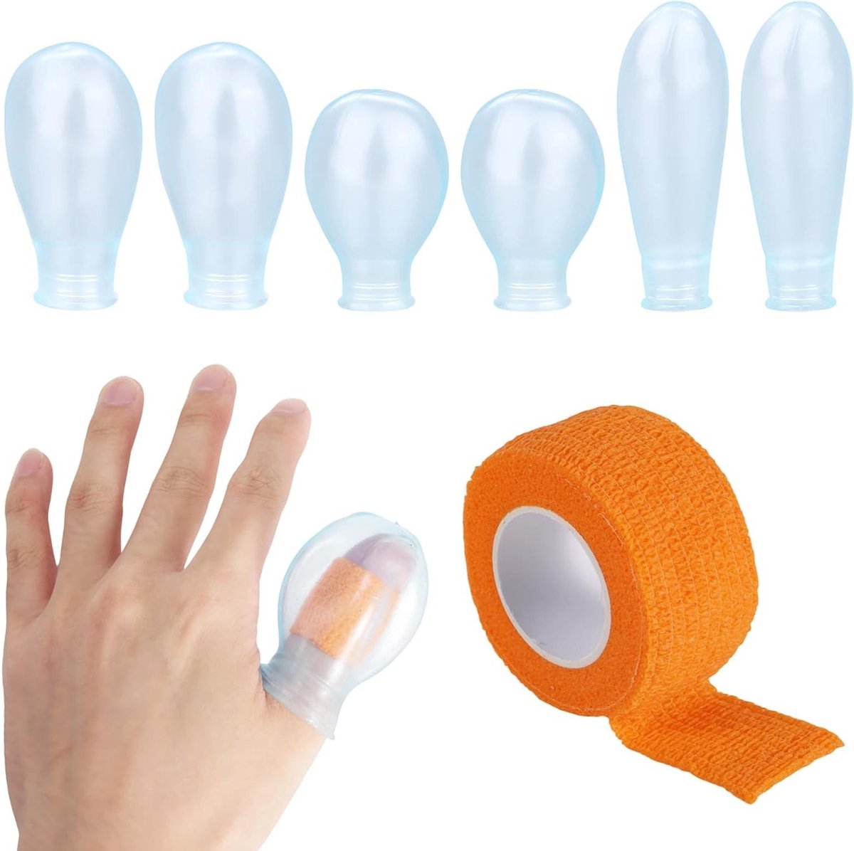 Waterdichte Silicone Beschermers voor Teen, Duim en Vinger - 6 Stuks, Herbruikbare Covers voor Douche, Zwemmen en Nagelverzorging
