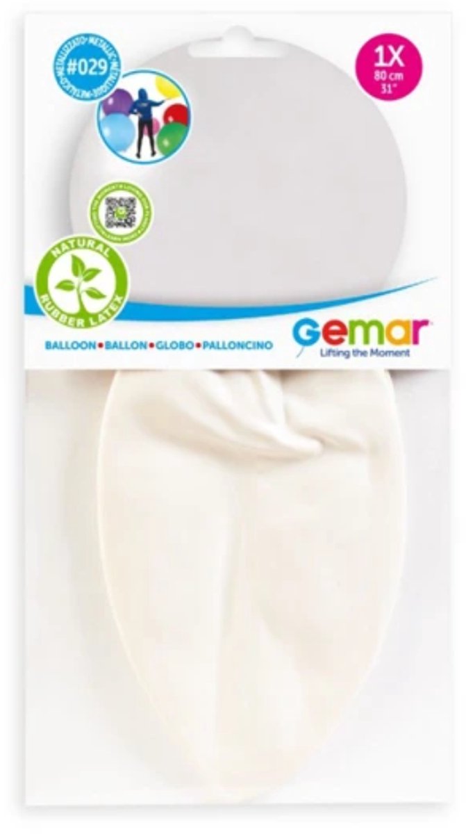 Topballon Latex - Metallic Wit - 80 cm