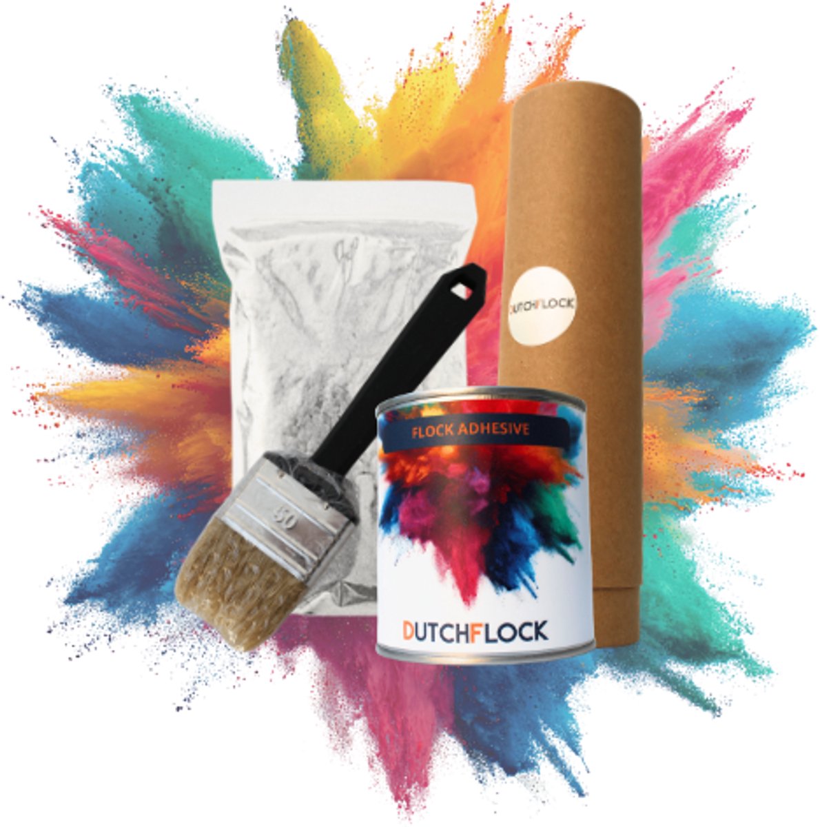 Flocking Kit Grijs Large | 400gr. flocking poeder - 500ml flock lijm - applicator - kwast