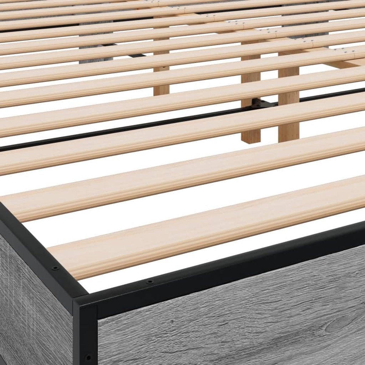 Bedframe - Beddenframe Hout - Slaapkamer Inrichten - Stevige Steunpoten - 200x200 cm - Sonoma Grijs