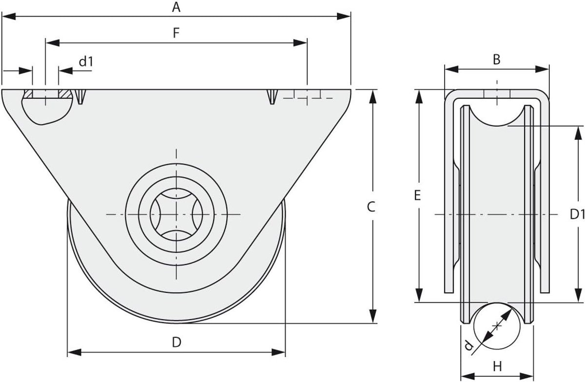 Frame Roller - Schuifdeur Wieltje - Schuifdeuren Monteren - Gegalvaniseerd Staal - Ø 100 mm - Zilver