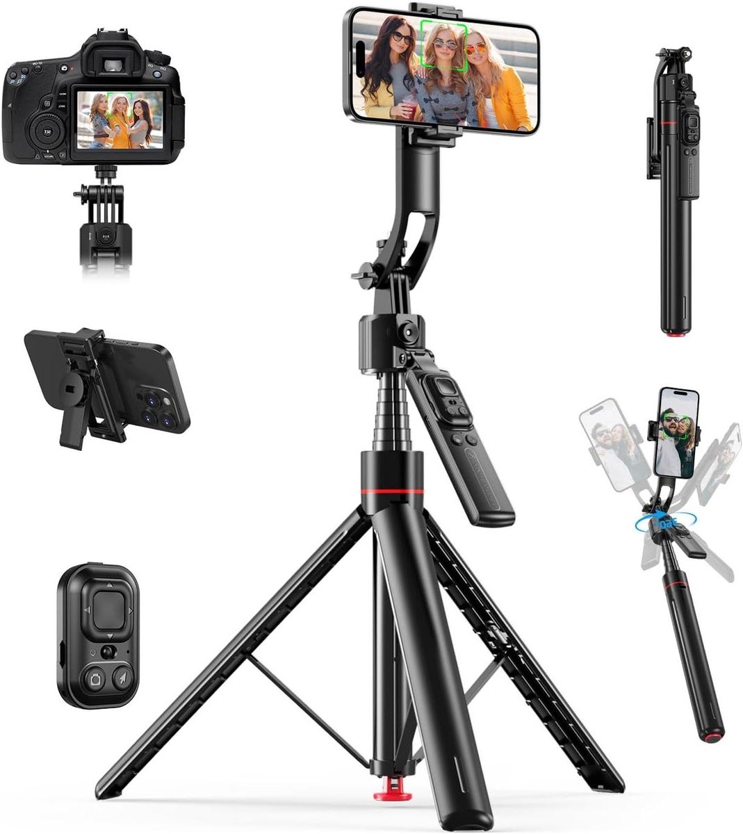 Gimbal Smartphone - Selfiestick - Tripod - rotatiefunctie