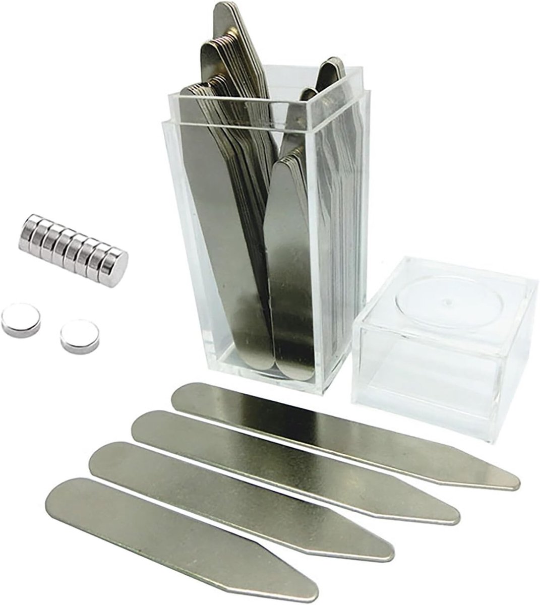 40 Stuks Kraagstangen van RVS met Opbergdoos en 10 Magneten voor Overhemd, Perfect Cadeau voor Mannen, Kraagaccessoires en Modeaccessoires