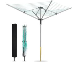 Droogmolen met Voet voor Camping & Thuis - Wasrek Staand - Droogrek Inklapbaar - Wit met Zwart stabiel design