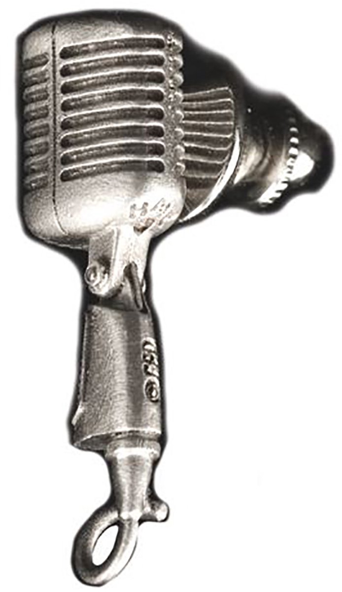 Music Gifts - Broche klassieke microfoon, tin