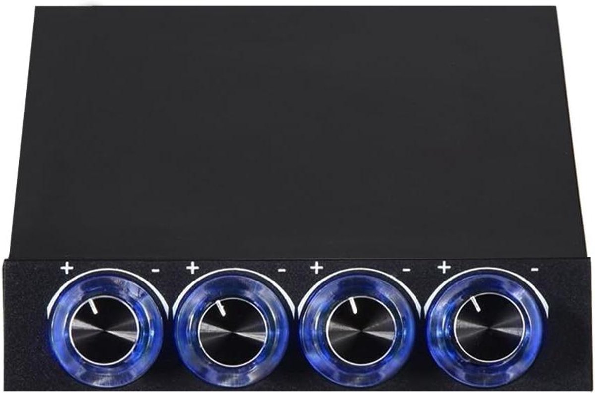 Ventilator Snelheidsregelaar - PC Fan Controller - Computer Koeling - Vier Kanaals Controle - 3.5 Inch Interface - Zwart