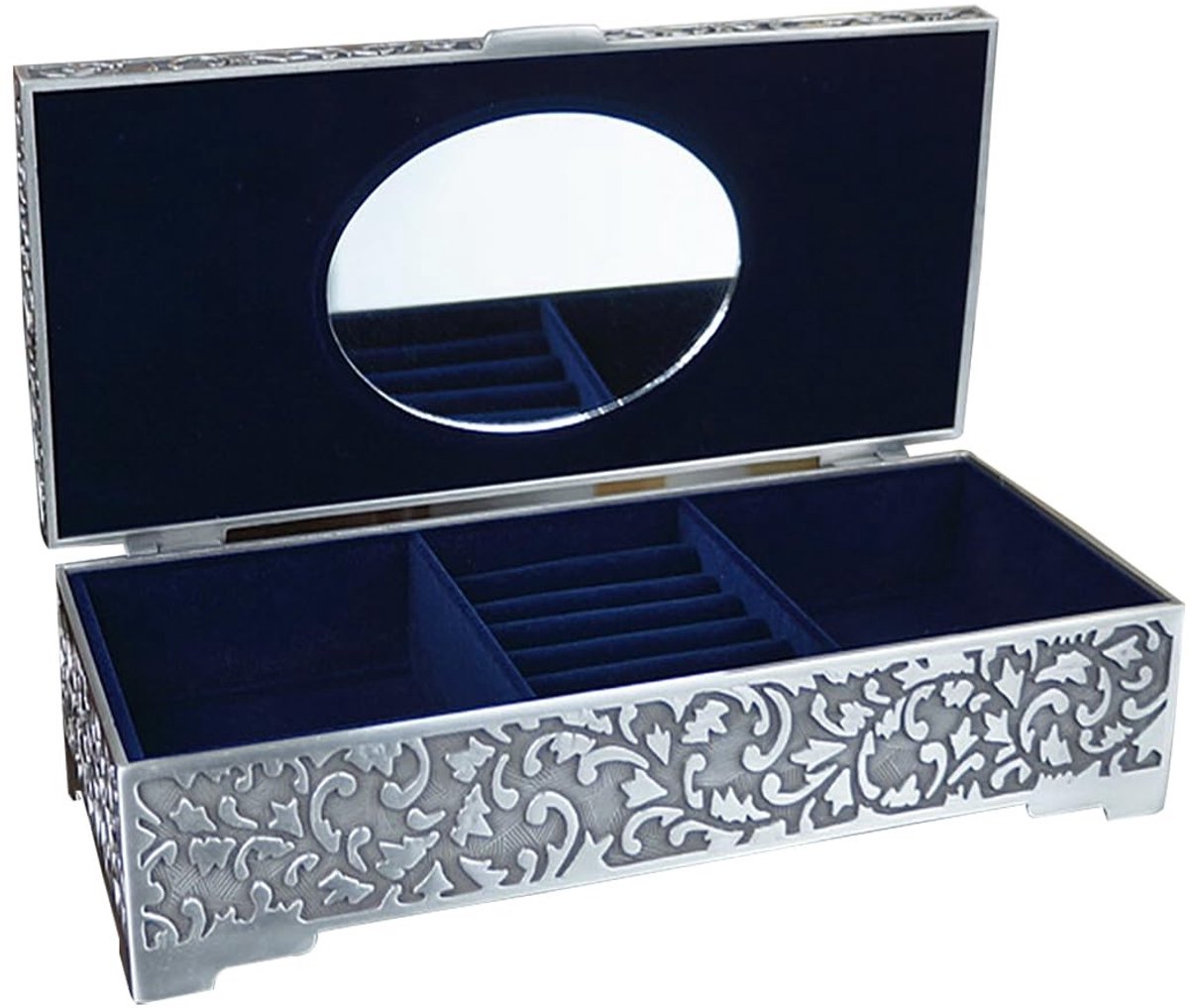 SPHProducts - Sieradenbox - Metalen Juwelendoos - Klein/Groot - Titanium - Opbergdoos voor Sieraden - Perfect voor Geschenk - Roze Gravering