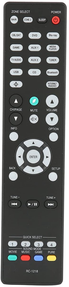 SPHProducts - RC-1218 Audio Video Receiver - Vervangende Afstandsbediening - Zwart - Geschikt voor - Ideaal voor thuisbioscoop - Handige bediening