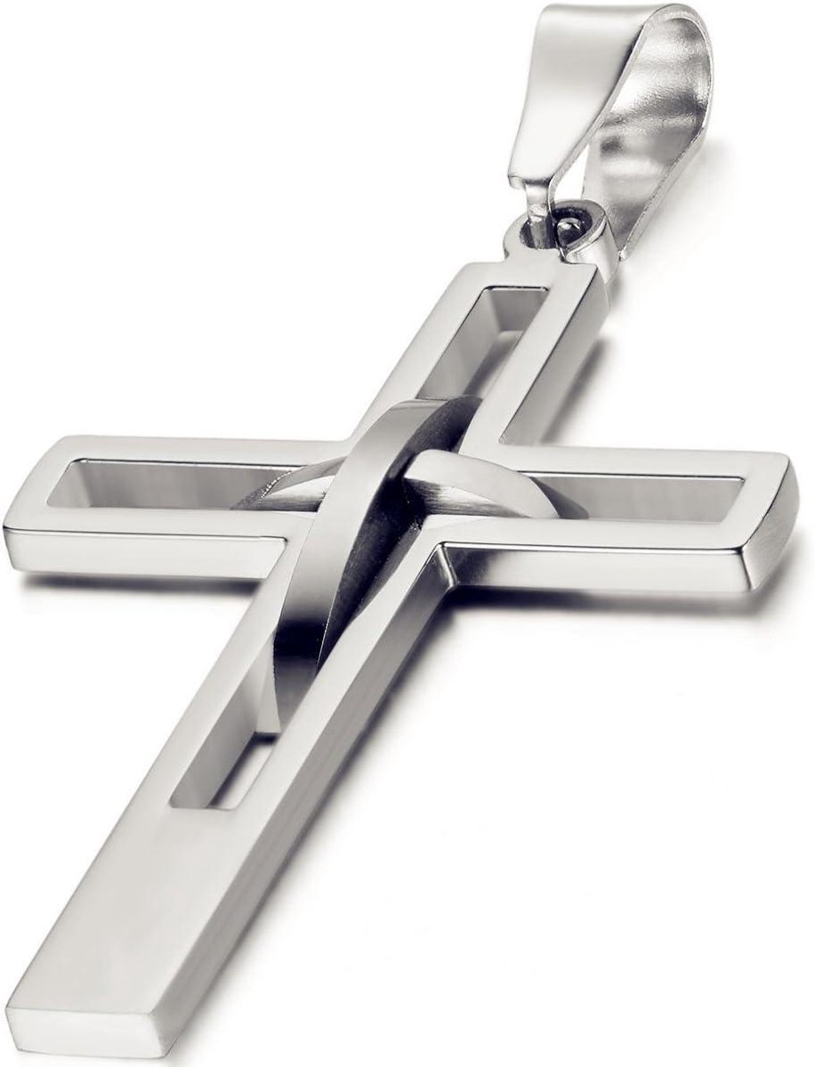 Kruis Hanger Ketting - Heren Ketting Kruisje - Stijlvol Accessoire - Hollow Openwork Vintage - 55 cm ketting